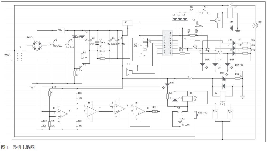 圖1 電熱取暖器整體電路圖 圖1 電熱取暖器整體電路圖